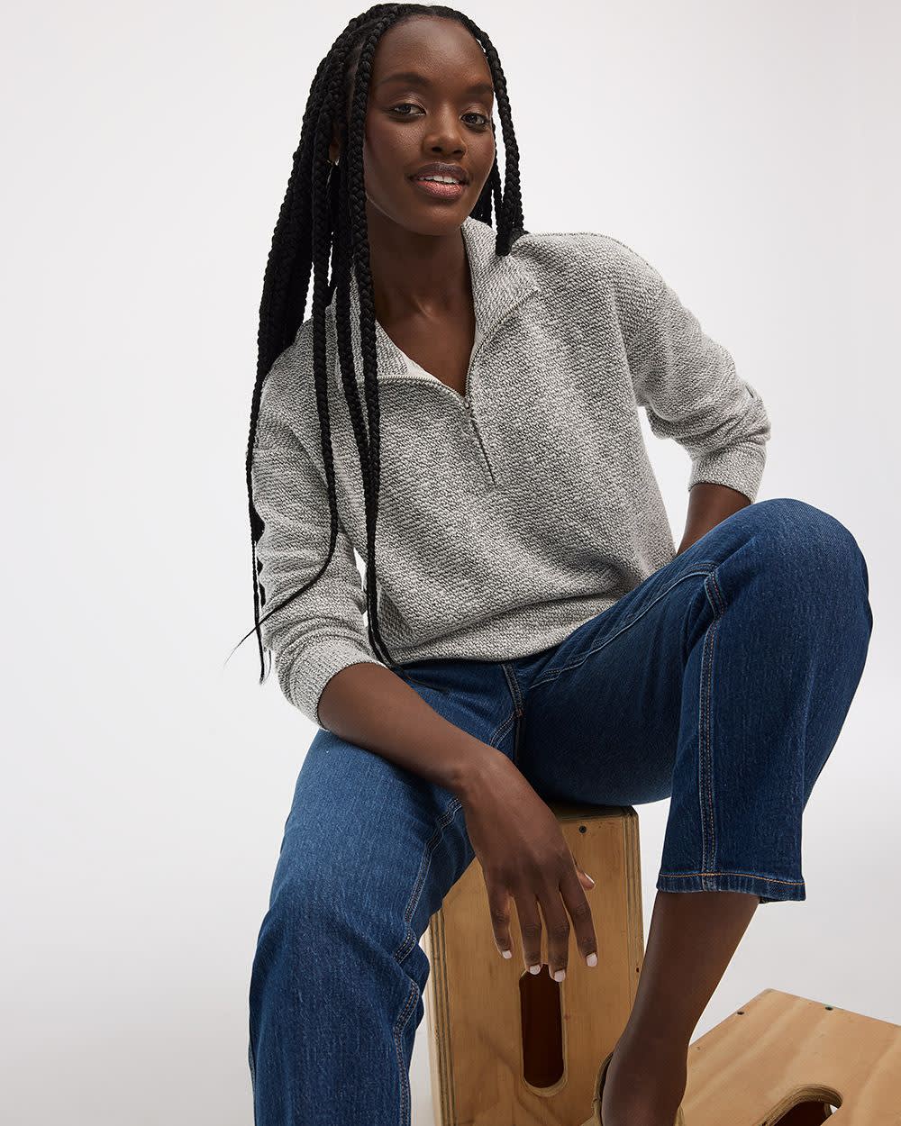 Long-Sleeve Mock-Neck Top with Half Zip | Regular | Reitmans