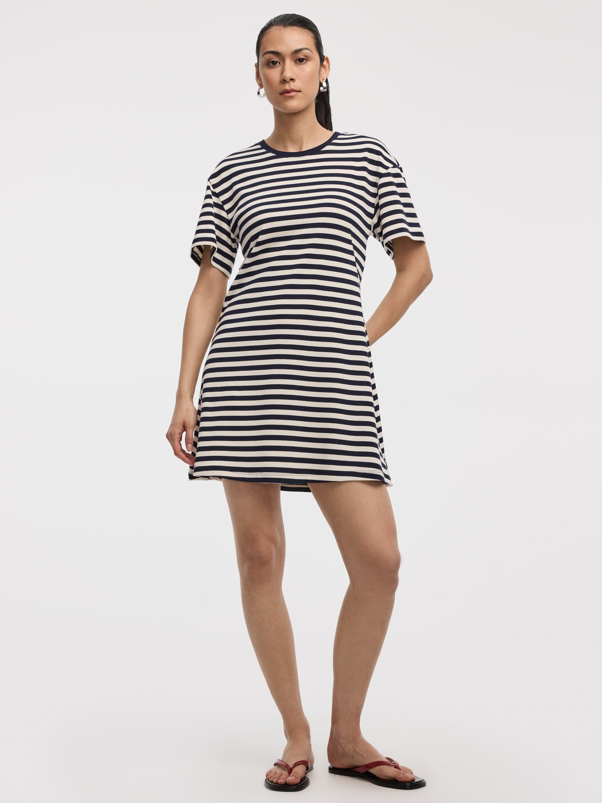 Women's Striped T-Shirt Dress with Stretch Knit Reitmans Women's Striped T-Shirt Dress with Stretch Knit Reitmans