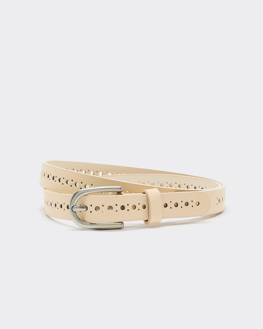 Women's Laser-Cut Faux Leather Belt with Oval Buckle | Reitmans