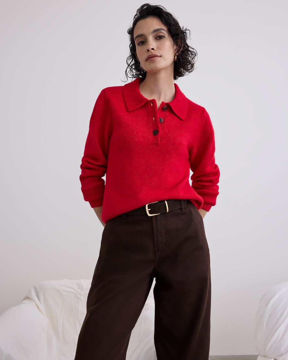 Long-Sleeve Polo Sweater | Regular | Reitmans