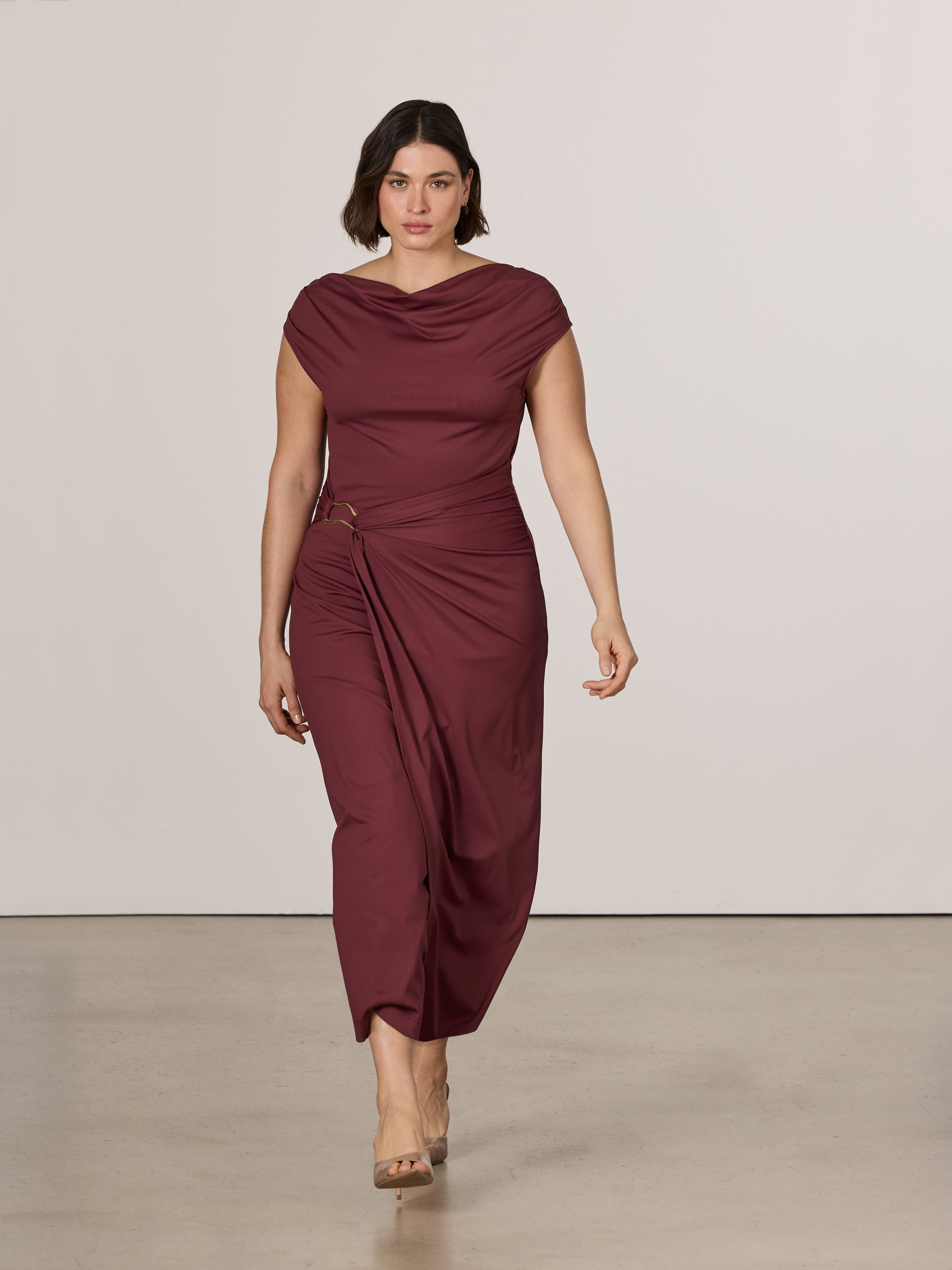 Women's Short-Sleeve Bodycon Midi Dress with Wrap Skirt | Reitmans Women's Short-Sleeve Bodycon Midi Dress with Wrap Skirt | Reitmans