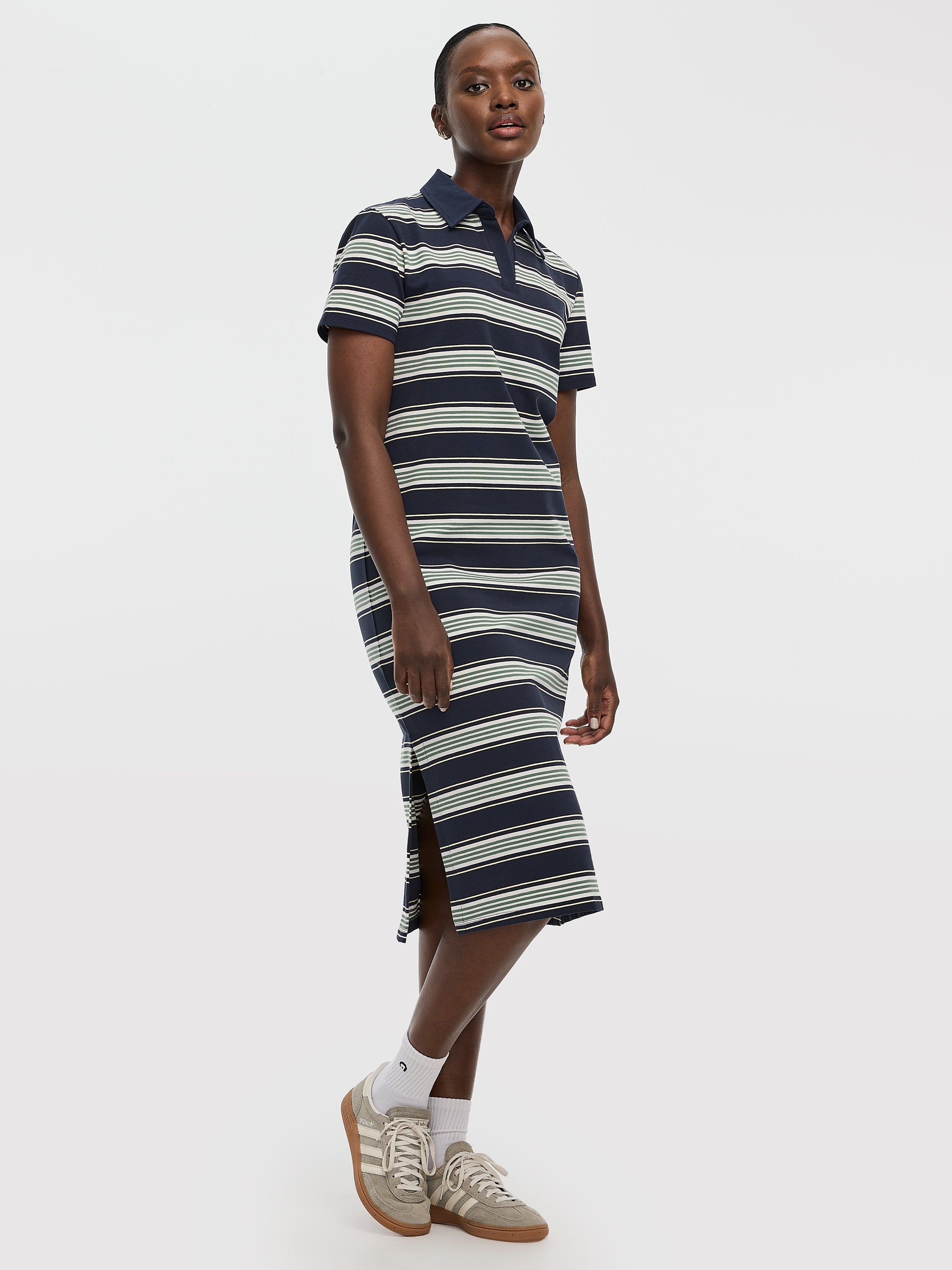 blue paisley dress shirt Navy Striped Long Sleeve Drop Waist Maternity Polo Dress