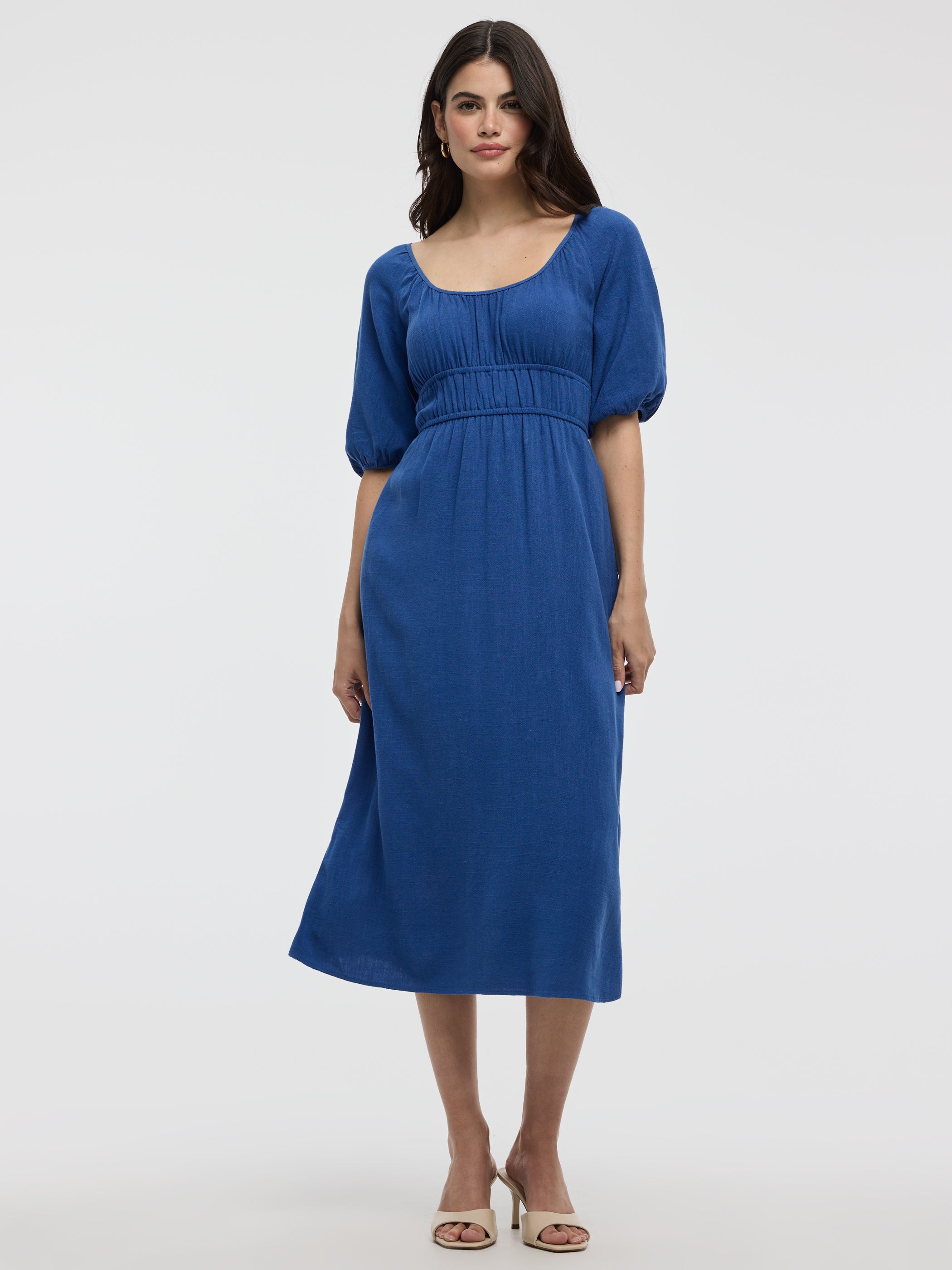 Women's Short-Sleeve Empire Midi Dress with Scoop Neck | Reitmans Women's Short-Sleeve Empire Midi Dress with Scoop Neck | Reitmans