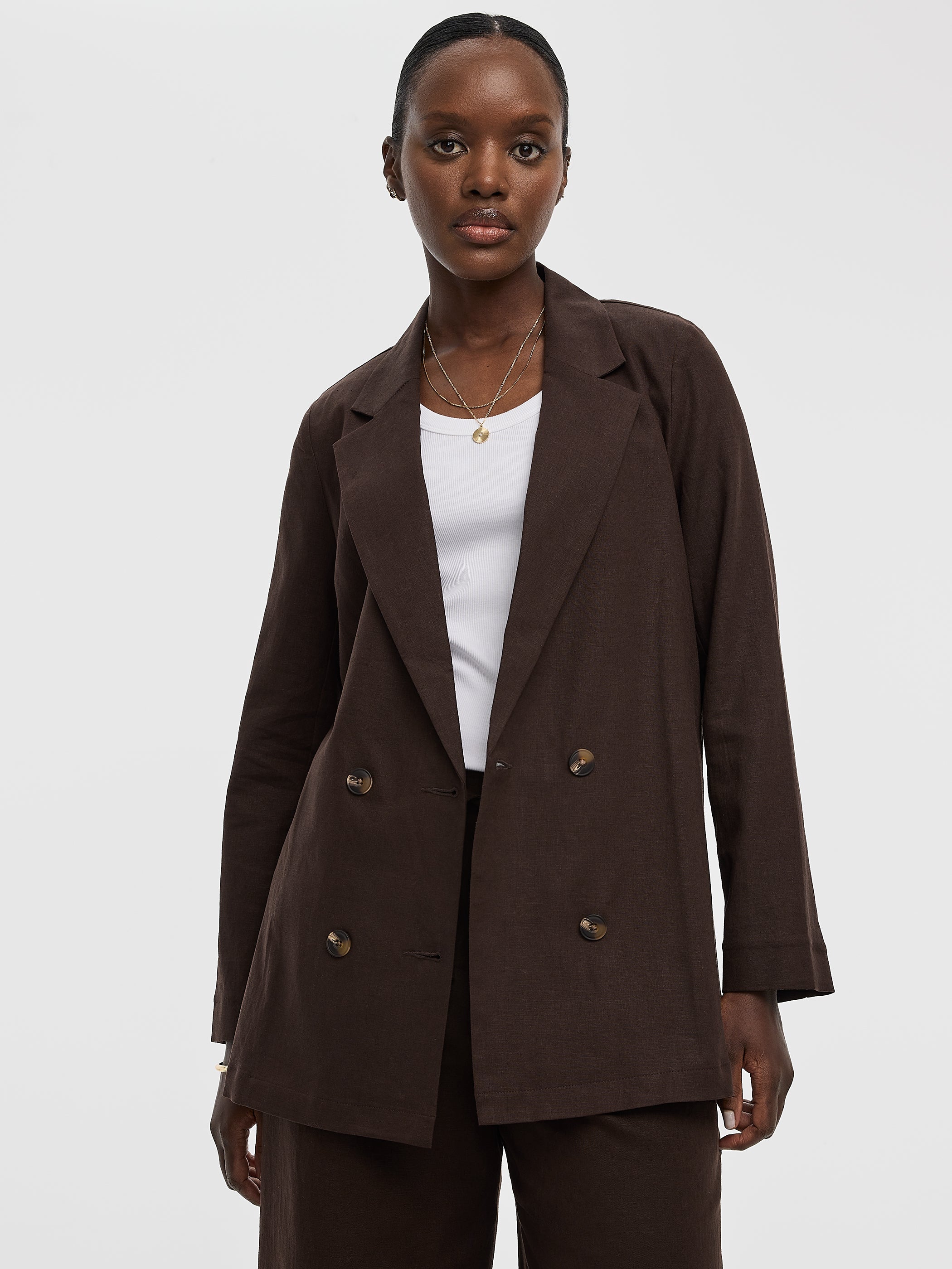 Women's Double-Breasted Linen Blend Blazer – Reitmans