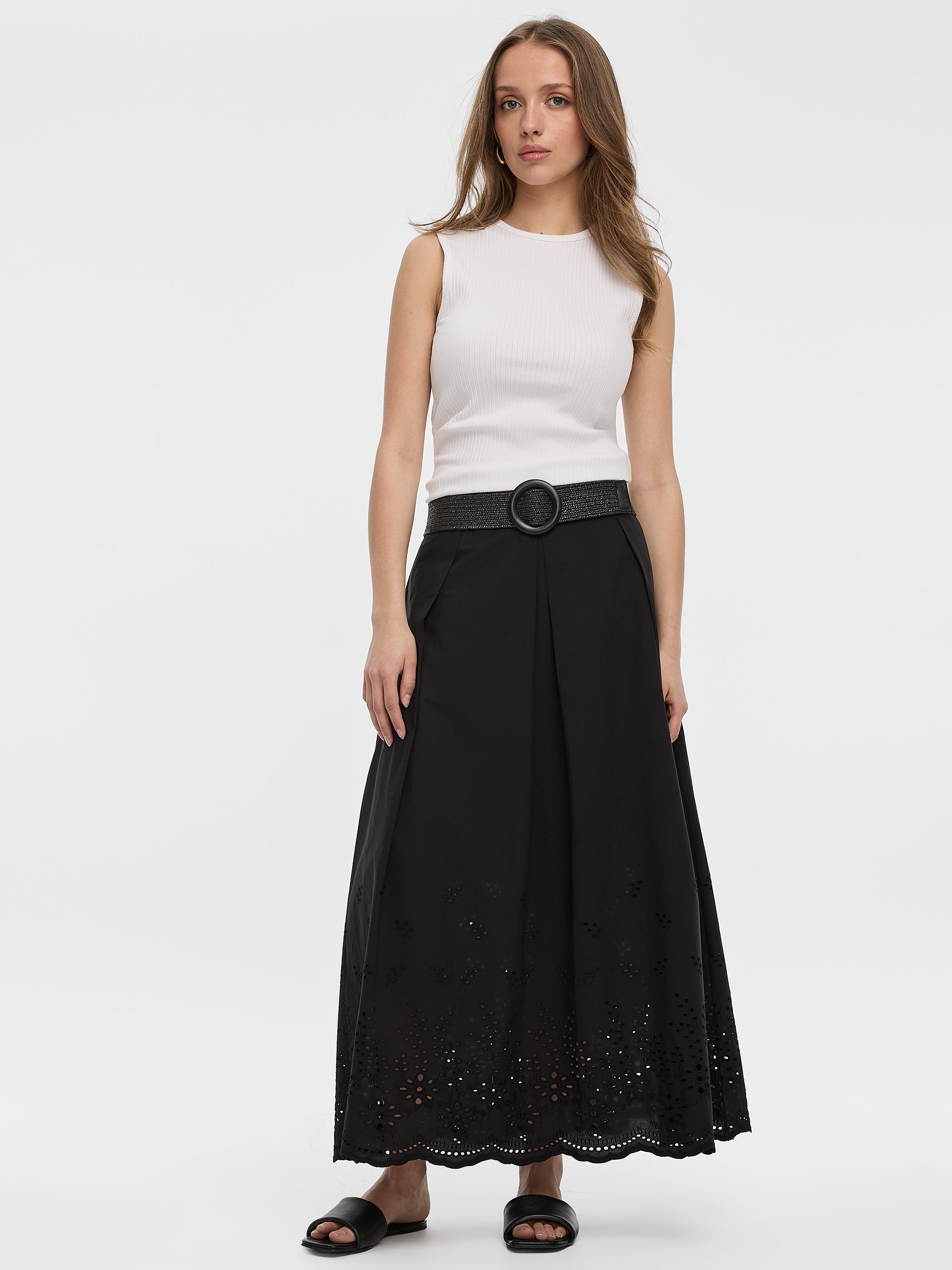 Morgan - Jupe midi plissée en PU - Noir