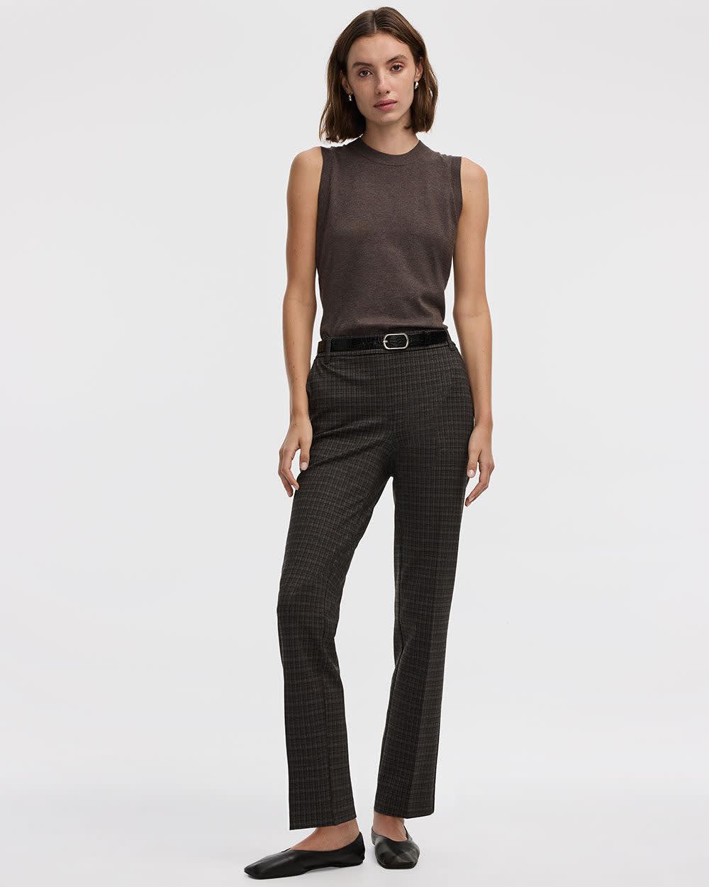 high waisted plaid dress pants Straight-Leg High-Rise Plaid Pants - The Modern Stretch (R) | Regular