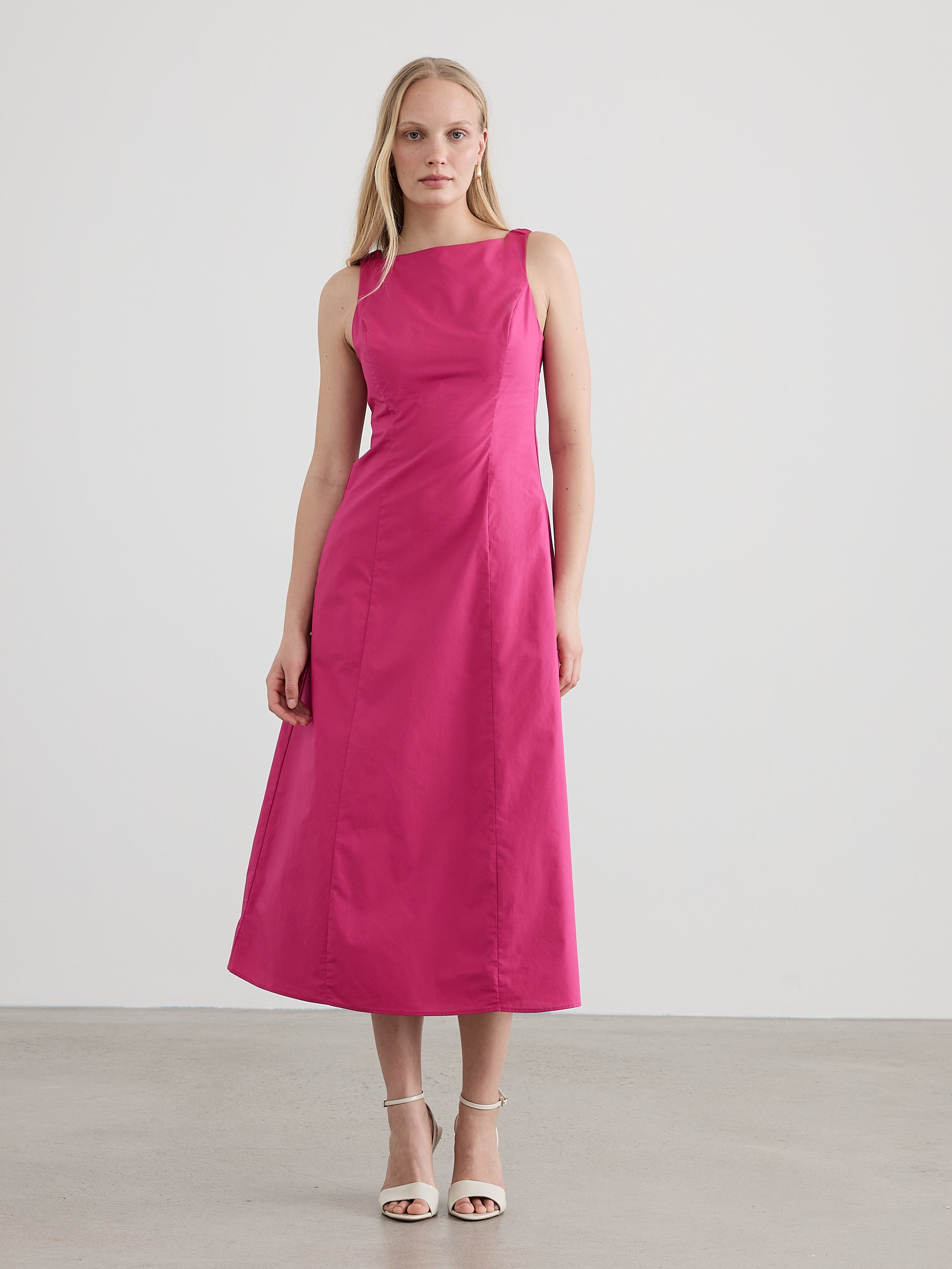 boat neck maxi dress Women's Sleeveless Boat-Neck Maxi Dress – Poplin