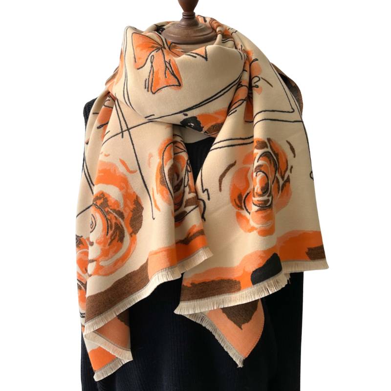 Luxurious and warm rose throw and scarf in cantaloupe- Don't AsK