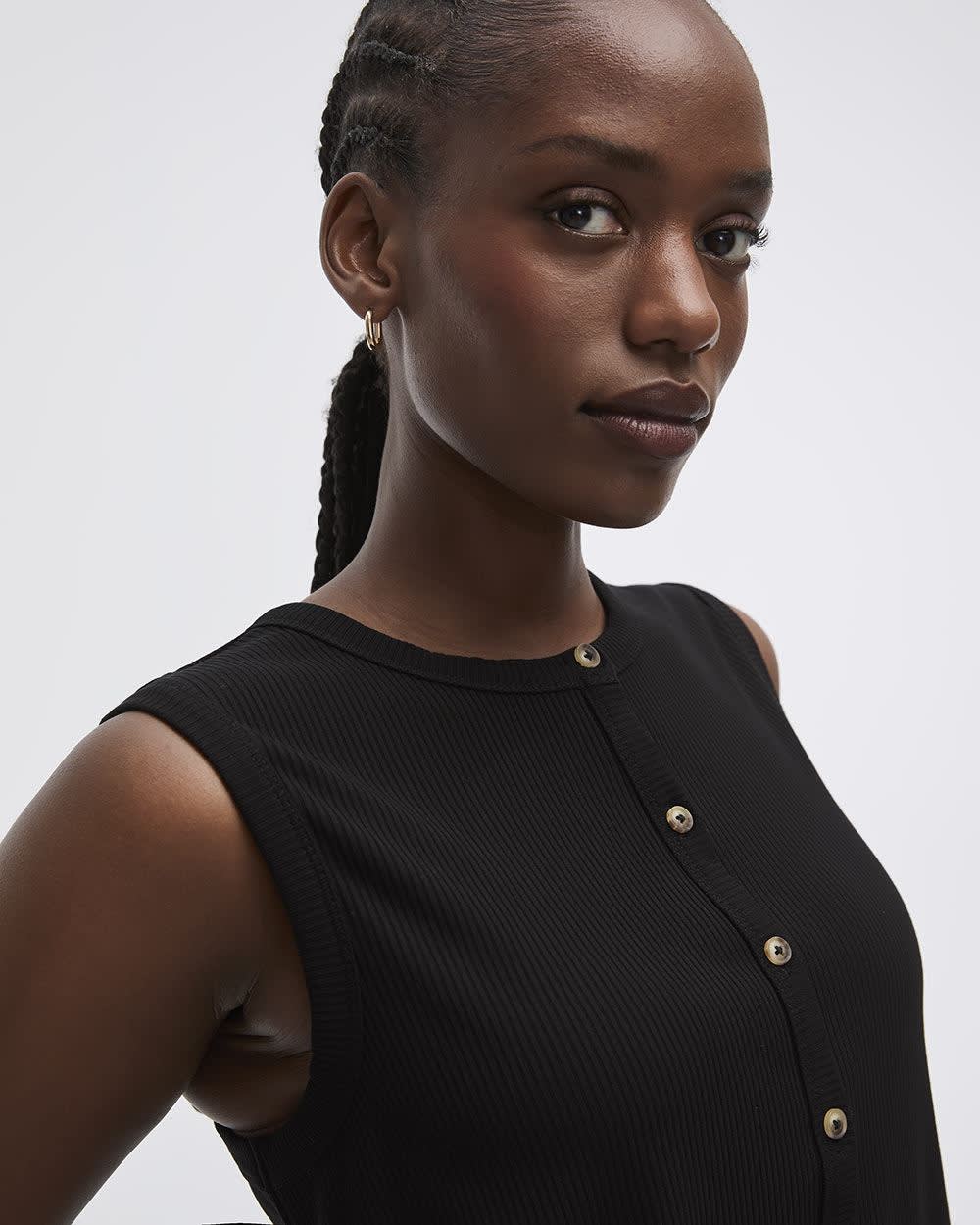 Buttoned-Down Crew-Neck Tank