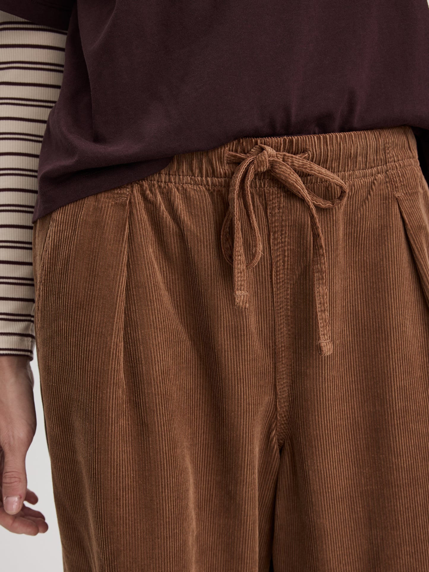 High-Rise Barrel Corduroy Pants