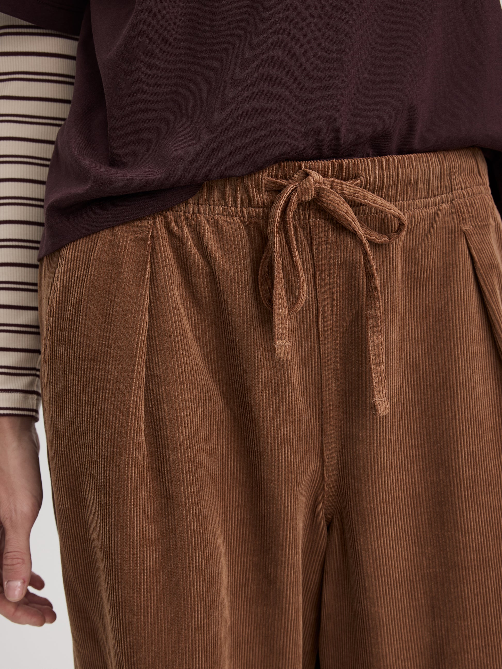 High-Rise Barrel Corduroy Pants