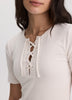 Short-Sleeve Top with Lace-Up Split Neckline