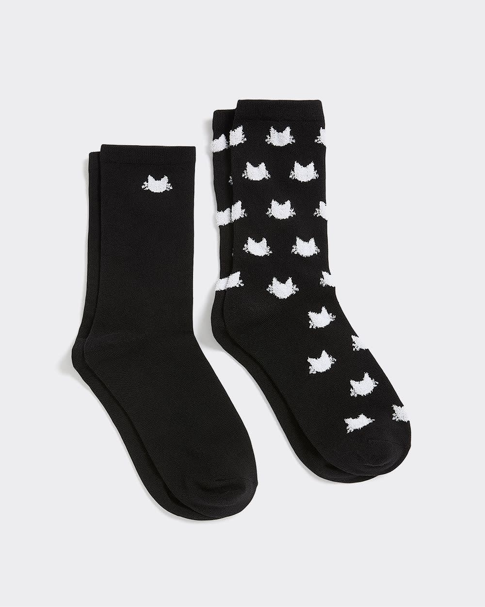 Crew Socks with Cats - 2 Pairs