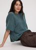 Cashmere-Blend Short-Sleeve Crew-Neck Loose Sweater