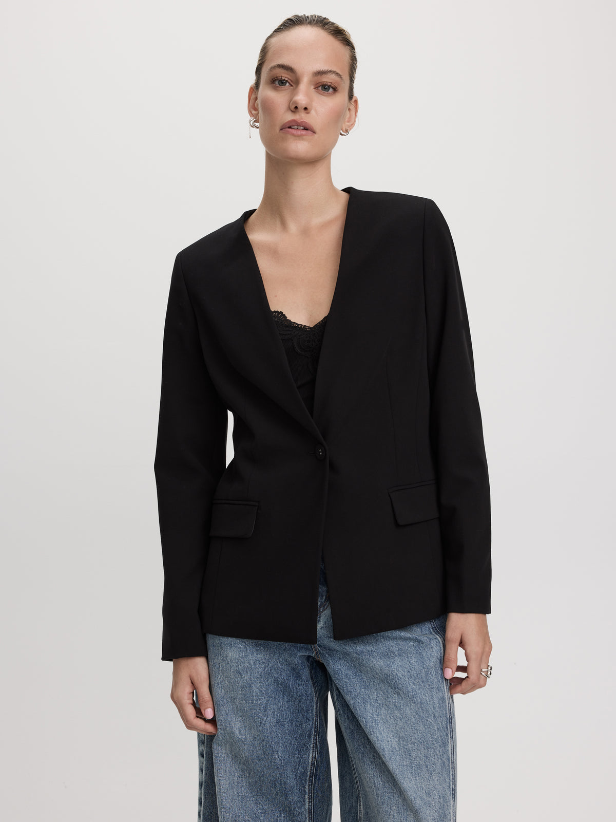 Collarless One-Button Blazer - The Portfolio