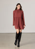 Chiffon Long-Sleeve Mock-Neck Mini Dress with Ruffles