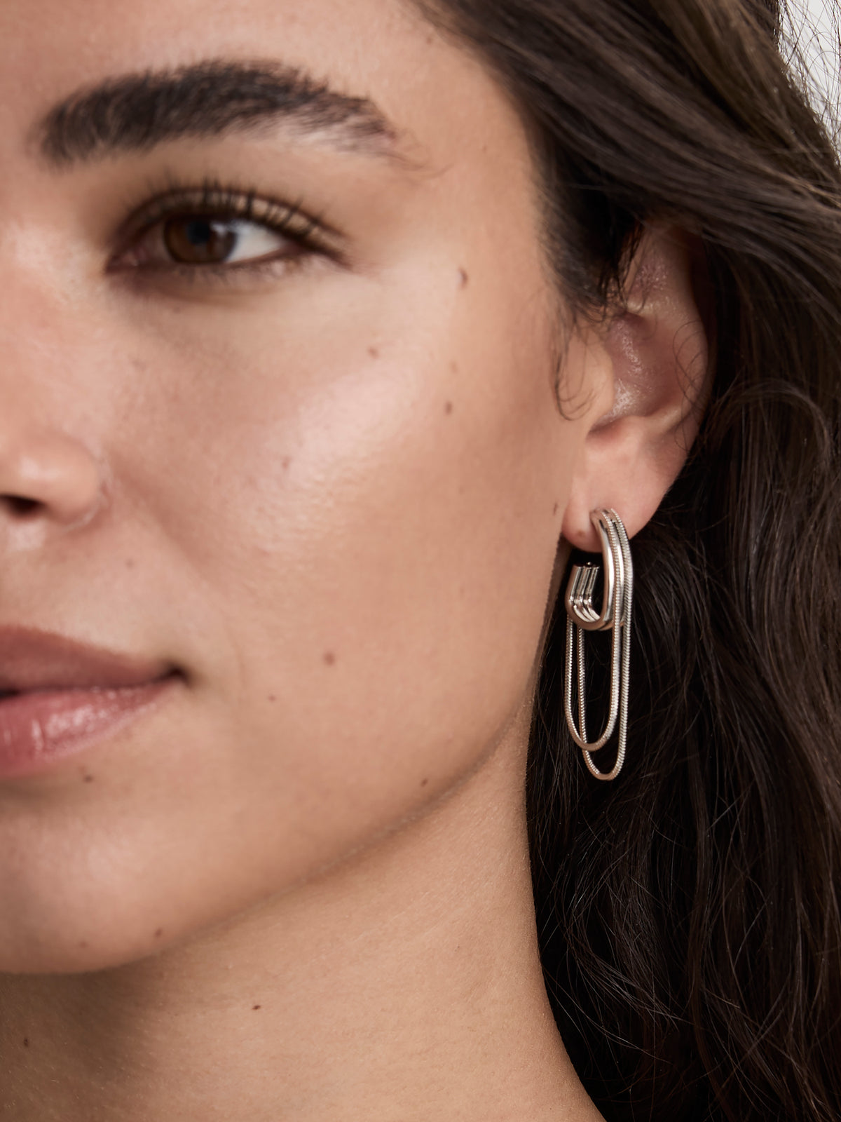 Textured Hoops with Snake Chains