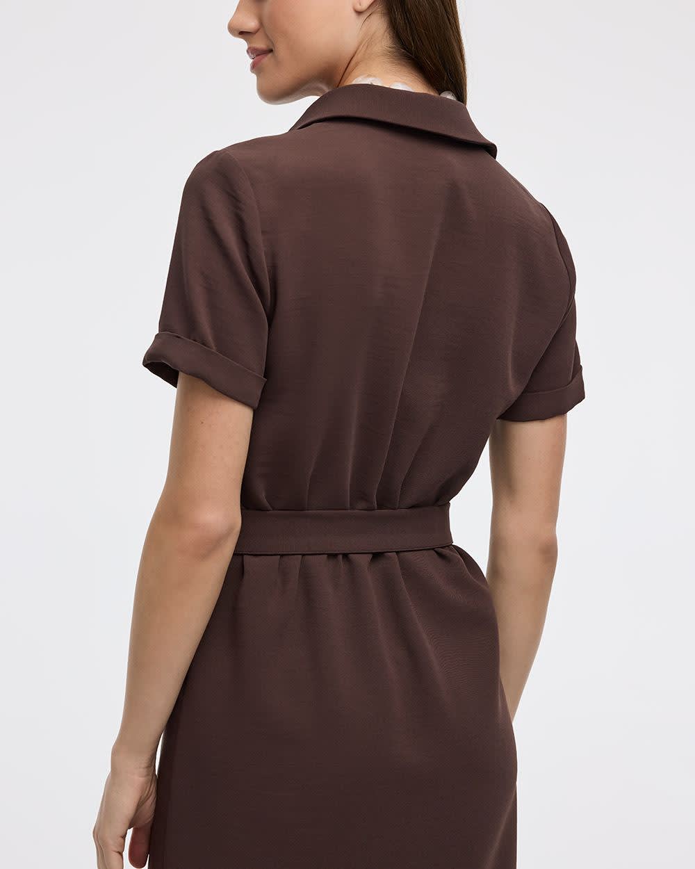 Short-Sleeve Buttoned-Down Shirt Dress