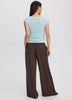 Extended-Sleeve Boat-Neck Ribbed Top