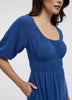 Short-Sleeves Scoop-Neck Empire Midi Dress