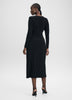 Long-Sleeve Bodycon Midi Dress with Wrap Skirt