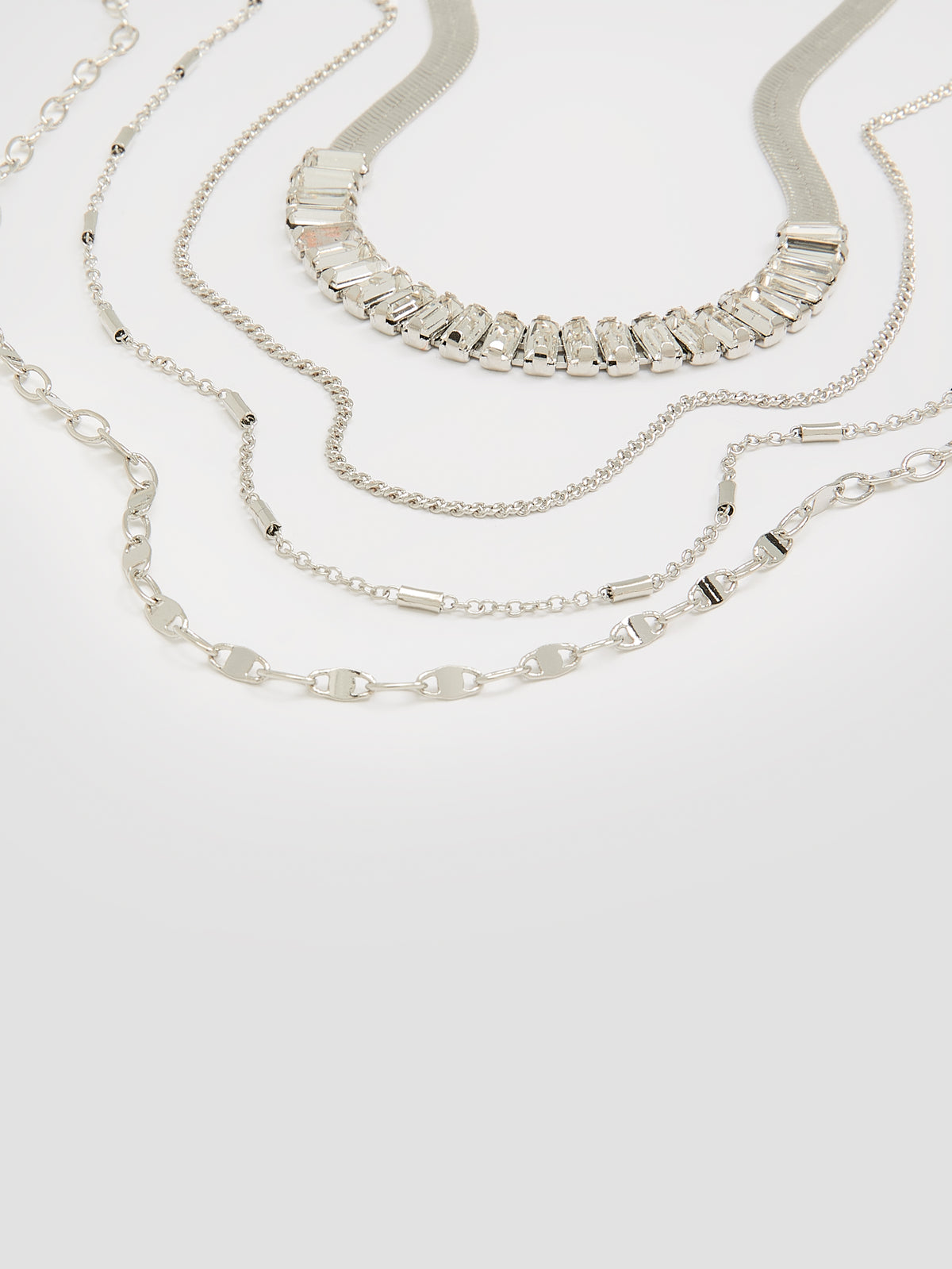 Multilayer Necklace with Rhinestone Pendant
