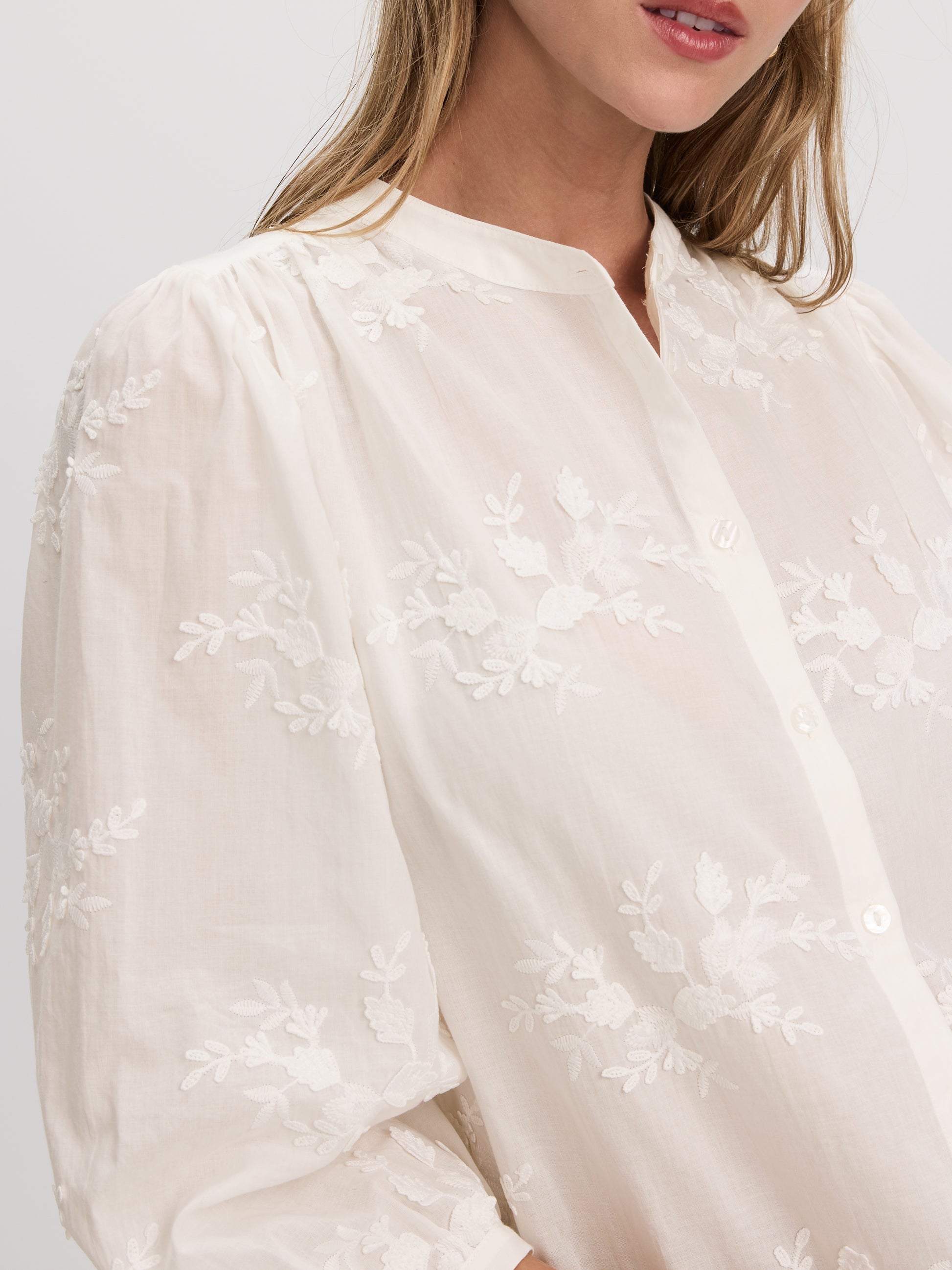 3/4-Sleeve Embroidered Blouse