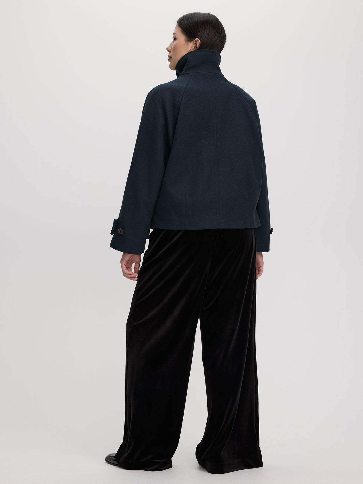 Mock-Neck Wool-Blend Coat