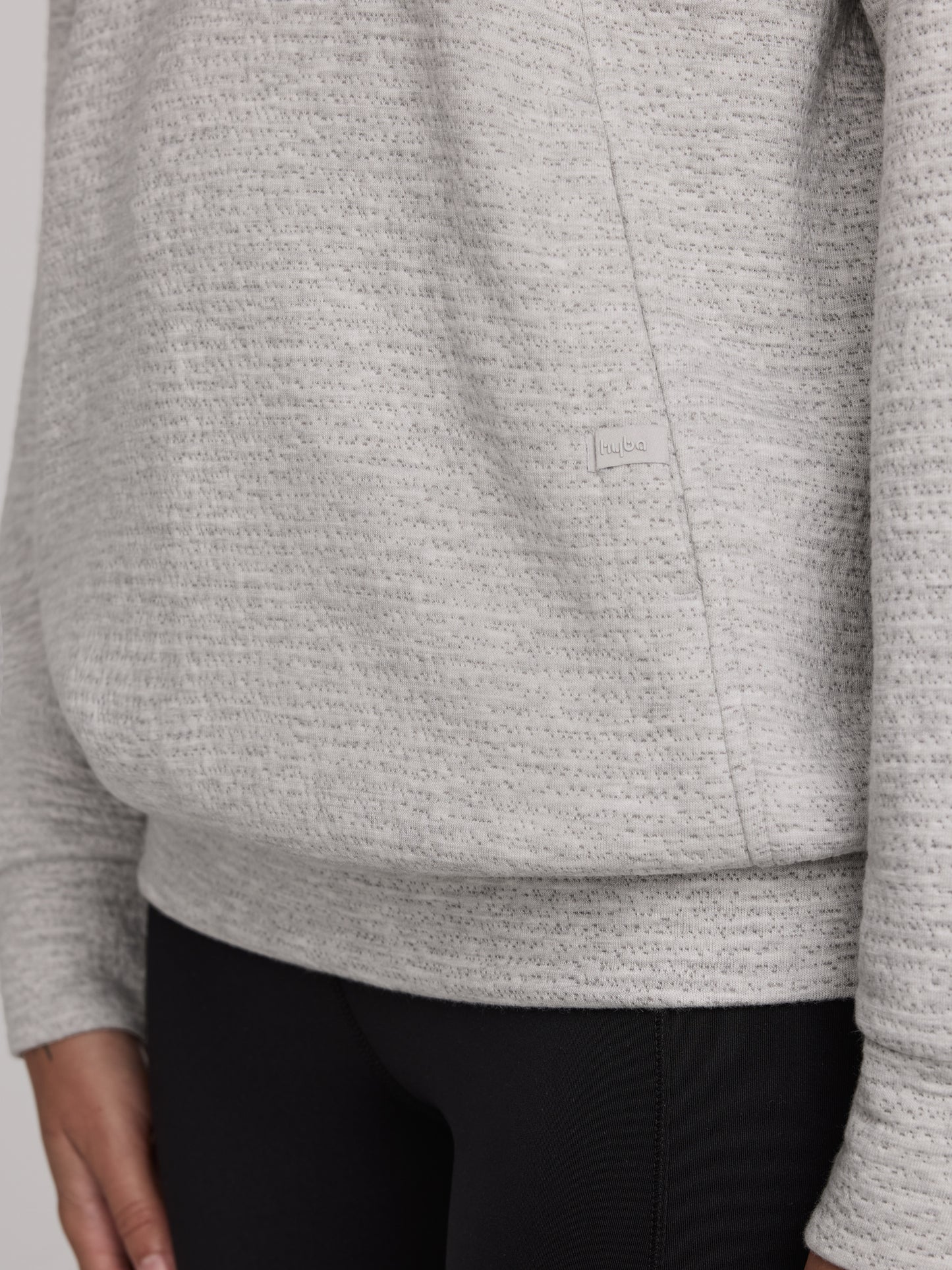 Long-Sleeve Half-Zip Mock-Neck Textured Top