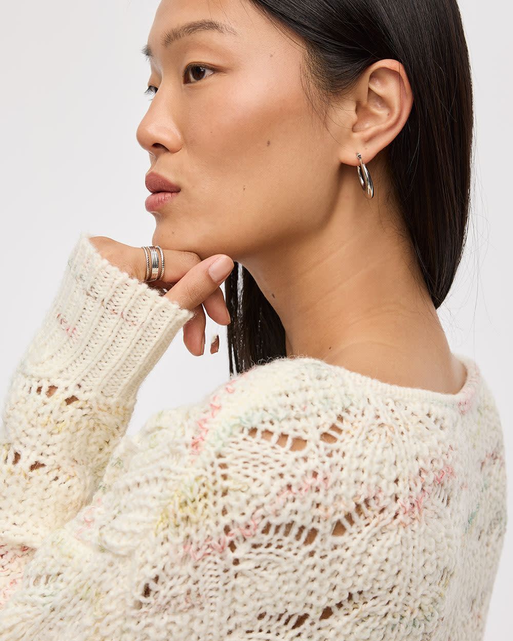 Long-Sleeve Boat-Neck Boxy Sweater