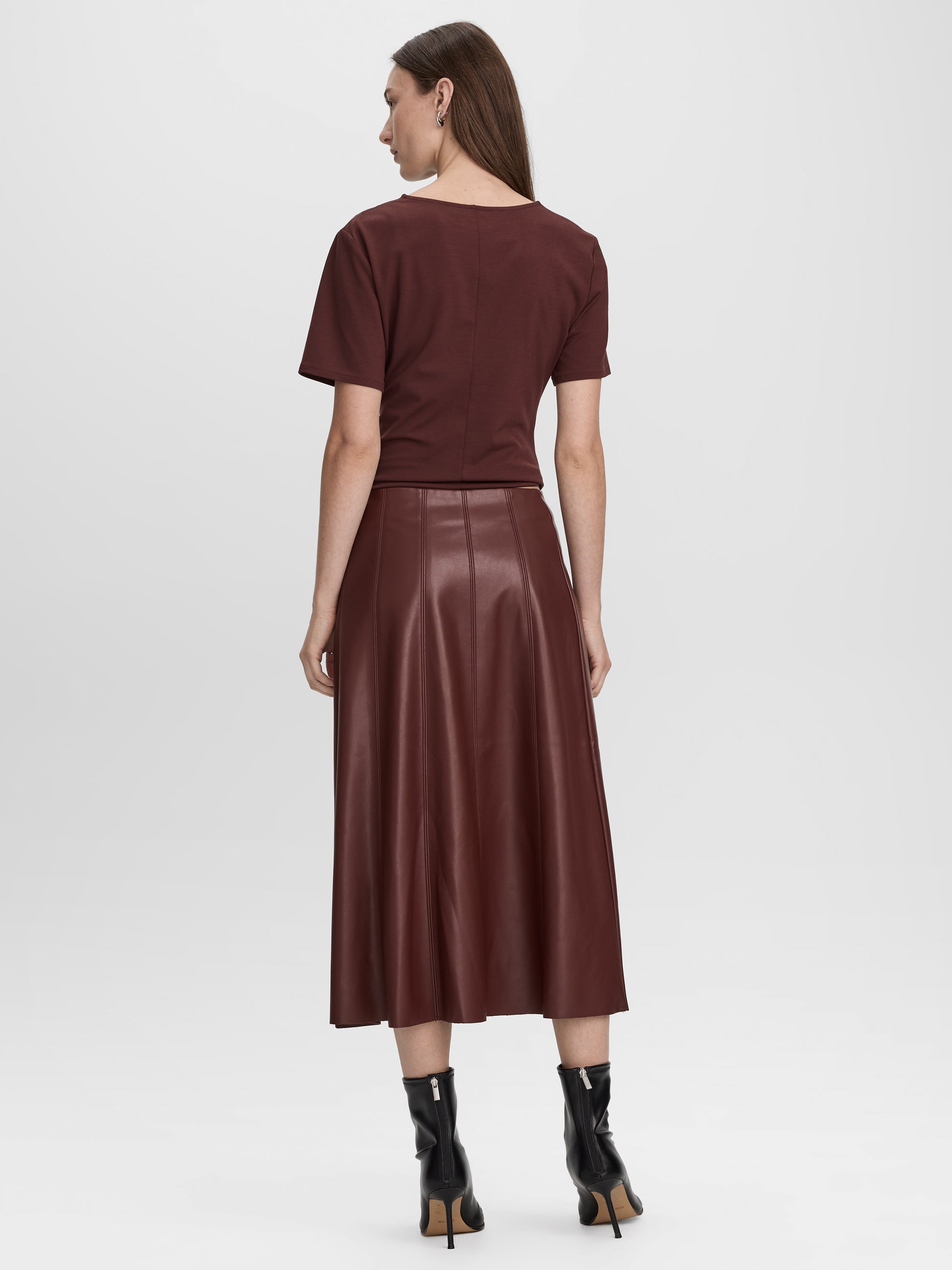 Faux Leather Midi Skirt