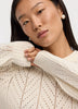 Long-Balloon-Sleeve Crew-Neck Pointelle Sweater