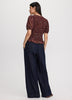 Smocked Blouse with Short Bubble Sleeves