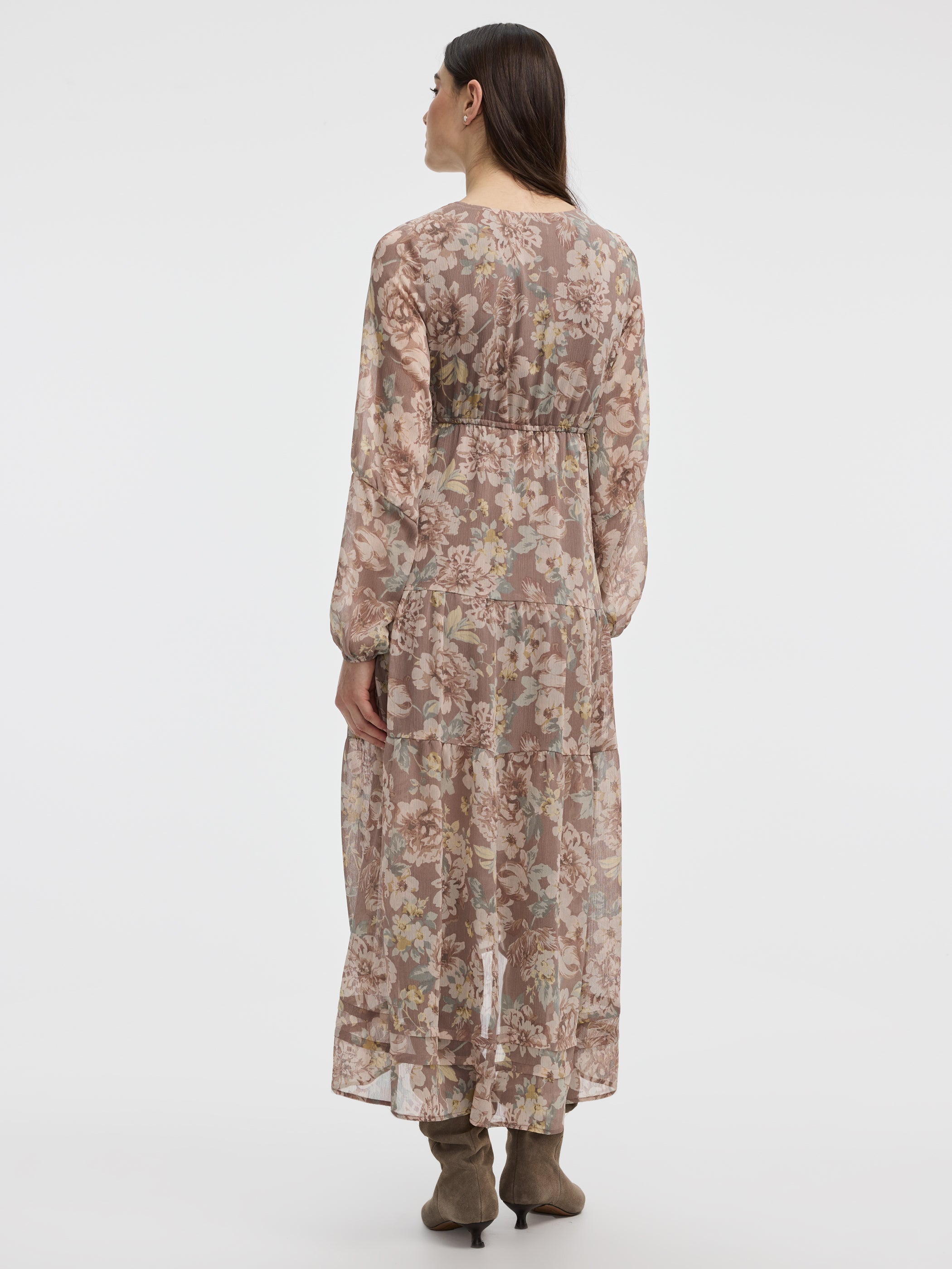 Long-Sleeve Maxi Tiered Dress