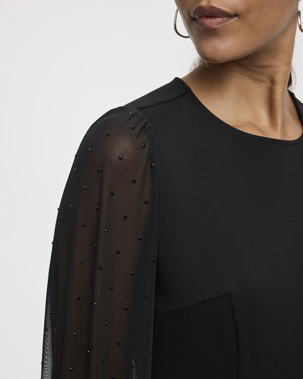 Mini-robe moulante à manches longues avec strass