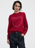 Long-Sleeve Crew-Neck Pullover with Heart Embroidery