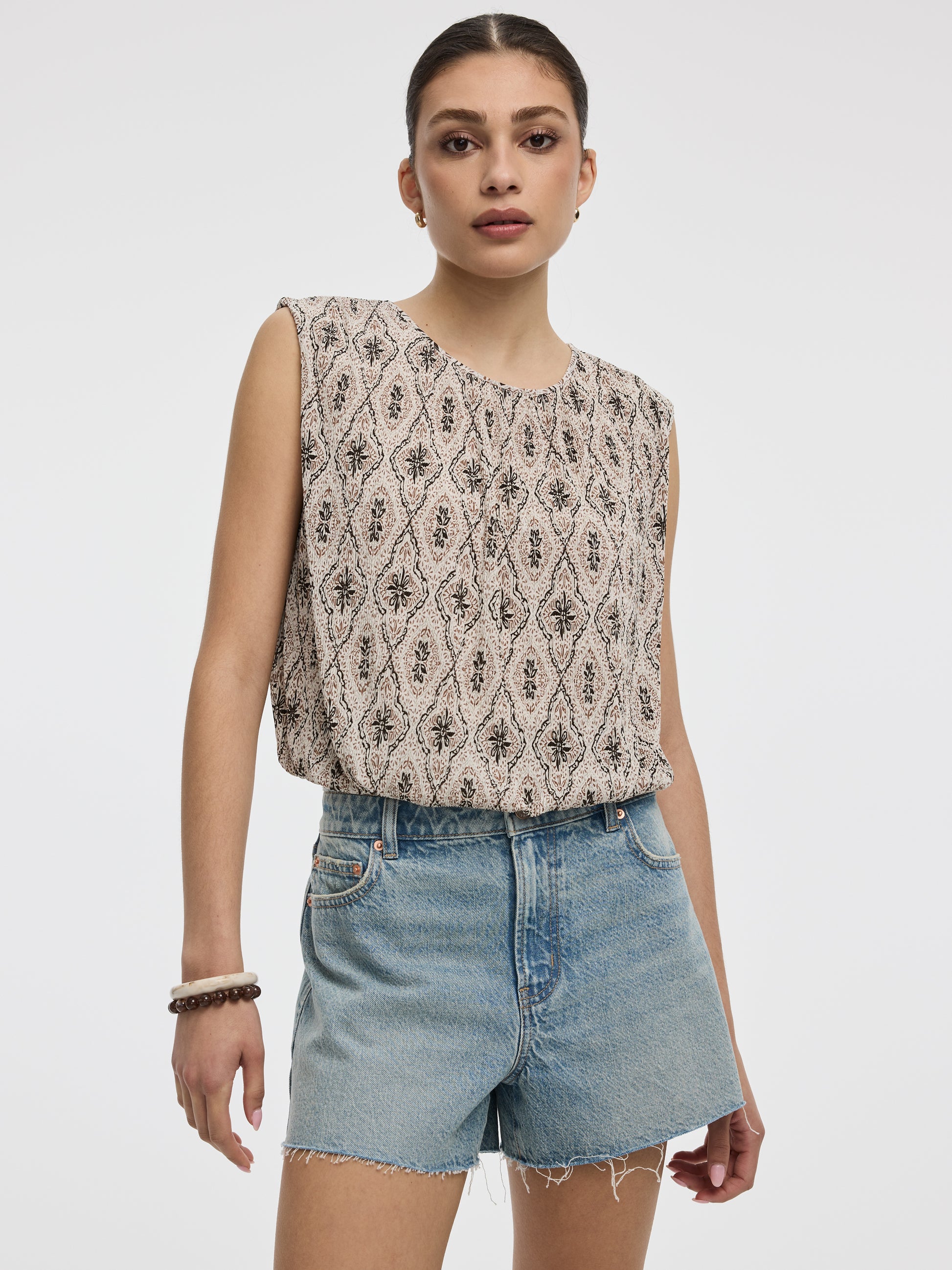 Crew-Neck Tank with Bubble Hem