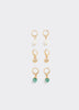 Ladies Metal Imitation Earrings Set – 3 Pairs Hoop & Pendant
