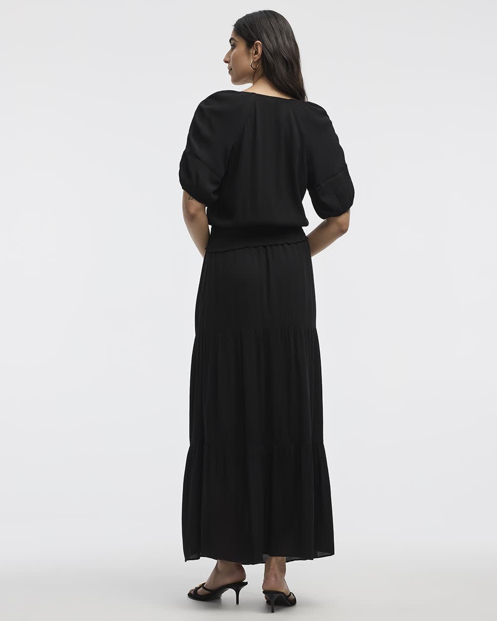 Short-Puffy-Sleeve Top with V Neckline
