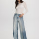 Wide-Leg High-Rise Jean with Elastic Waist