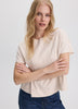 Short-Sleeve Crew-Neck Peplum Blouse