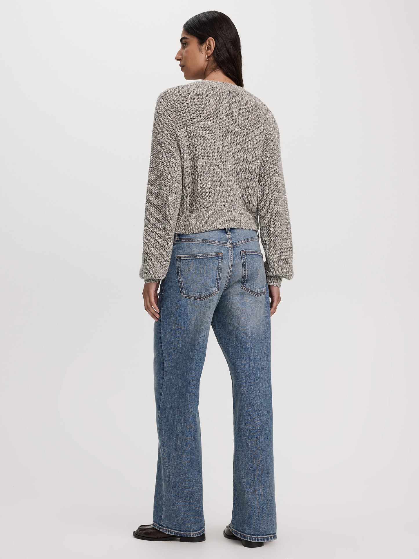 Long-Balloon-Sleeve V-Neck Cardigan