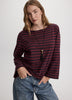Striped Long-Sleeve Boat-Neck Top