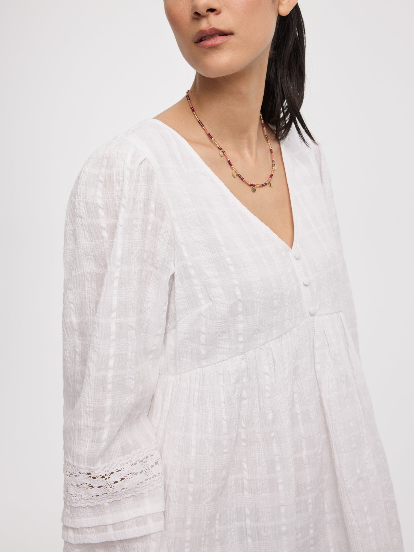 Long-Sleeve V-Neck Empire Dress
