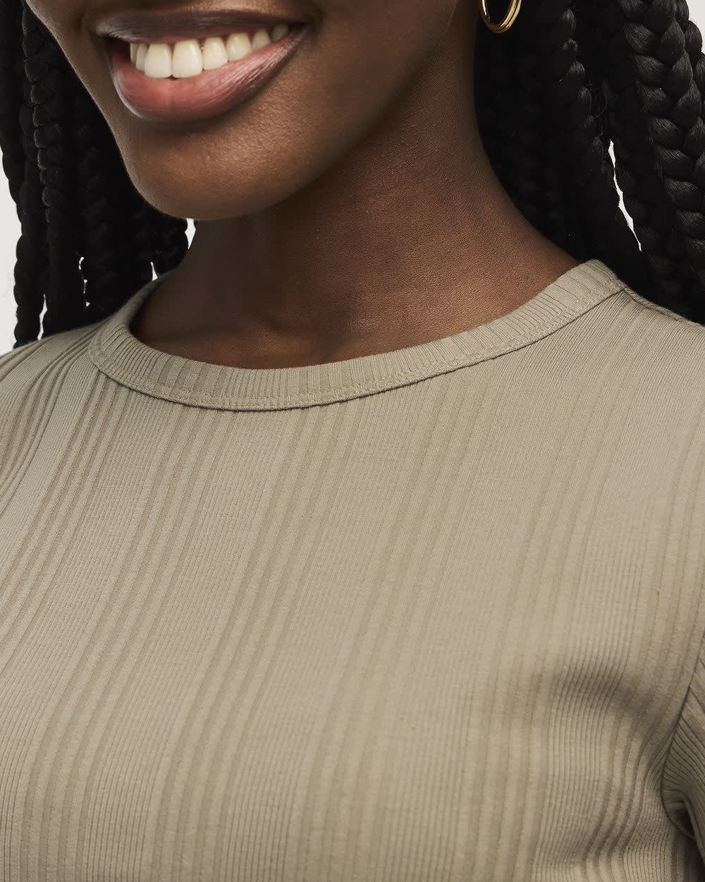 Fitted Crew-Neck Ribbed T-Shirt