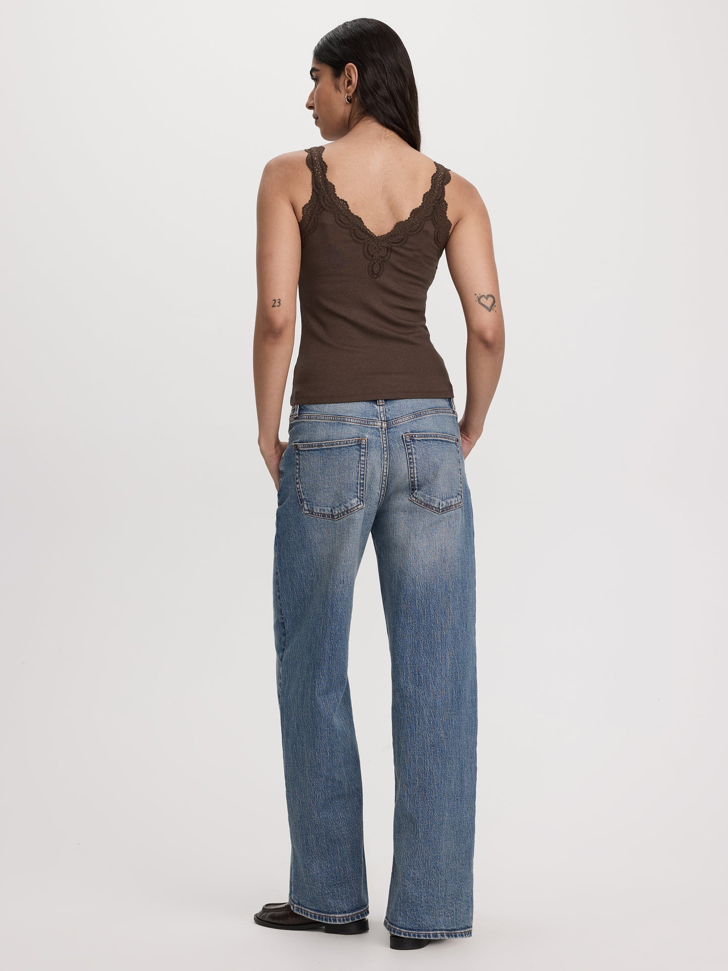 V-Neck Cami with Lace Trim