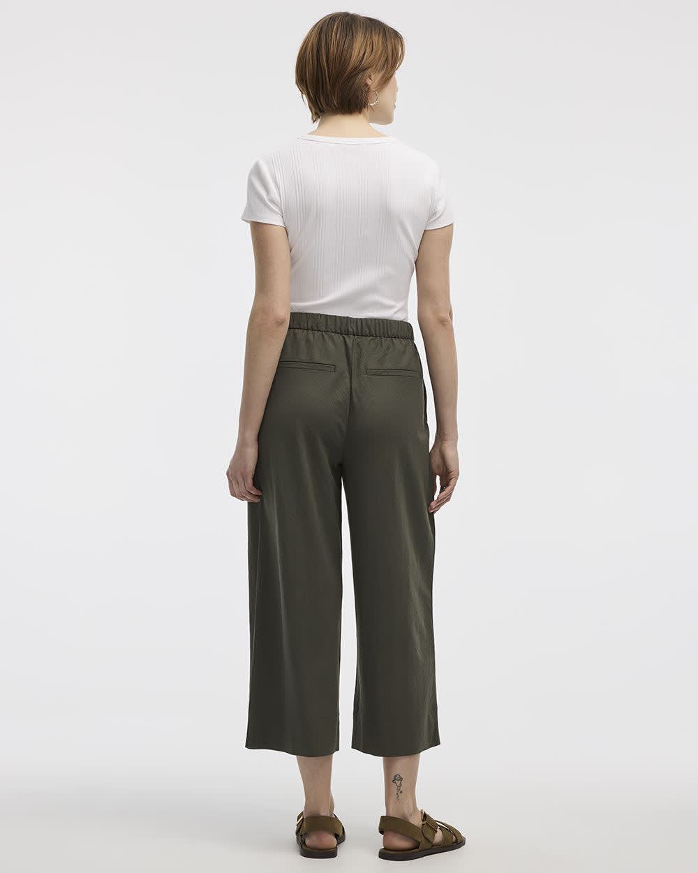 Wide-Leg Cropped Piqué Pant
