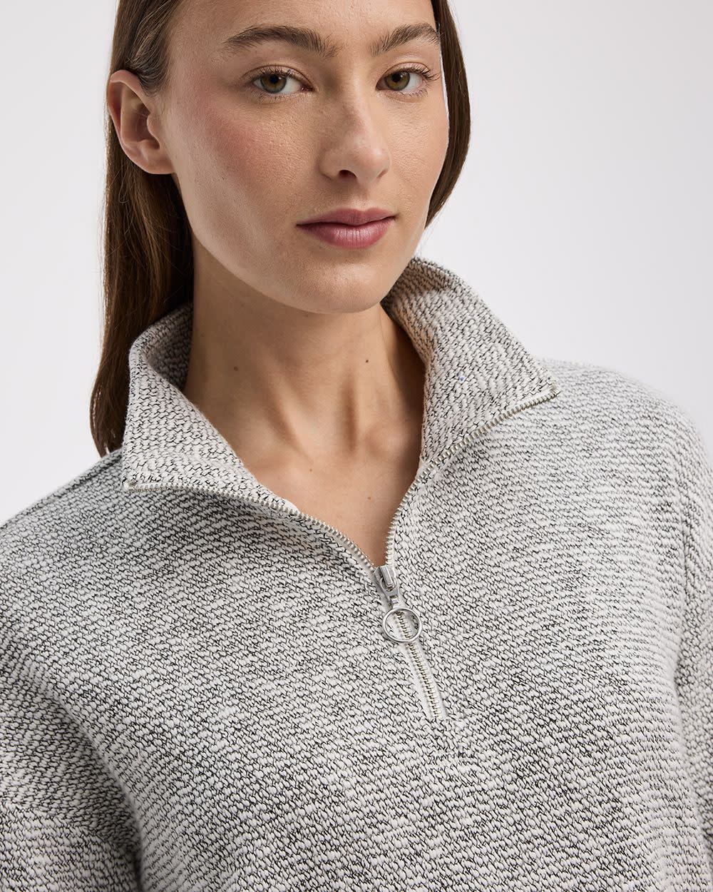 Long-Sleeve Mini Dress with Half-Zip Mock Neckline