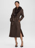 Wool-Blend Long Jacket with Sash and Removable Faux Fur