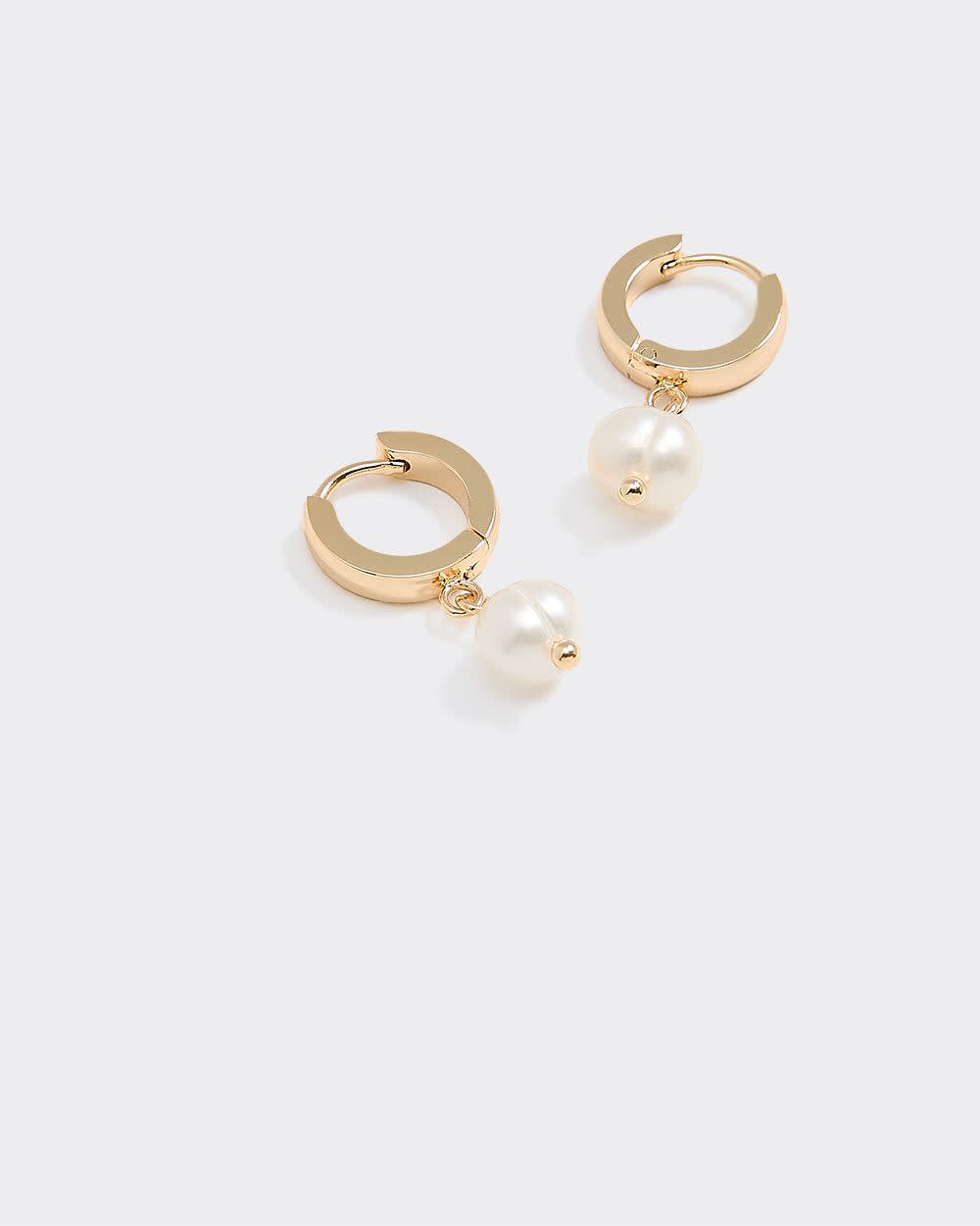 Stainless Steel Hoops with Pearl Pendant